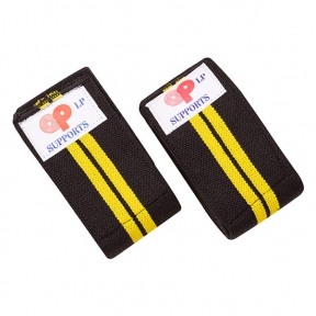 Бинт на колено силовой L.P., желто-черный