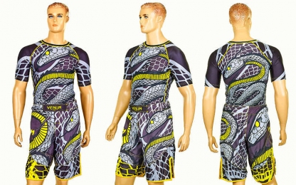Рашгард с коротким рукавом VENUM SNAKER CO-5772 (PL, эластан, р-р M-XL, черный-желтый)