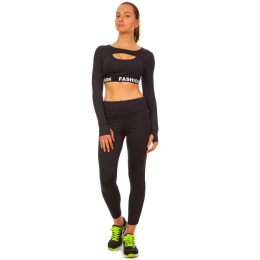 Комплект для занятий фитнесом и йогой (лосины и топ с длинным рукавом) VSX SET2203-N (лайкра, р-р S-L-42-48, черный)