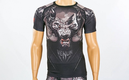 Рашгард с коротким рукавом VENUM WOLF CO-8133 (PL, эластан, р-р M-XXL (RUS 44-52), черый-серый)